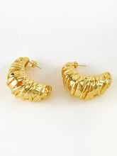 Golden Croissant Twist Stud Earrings